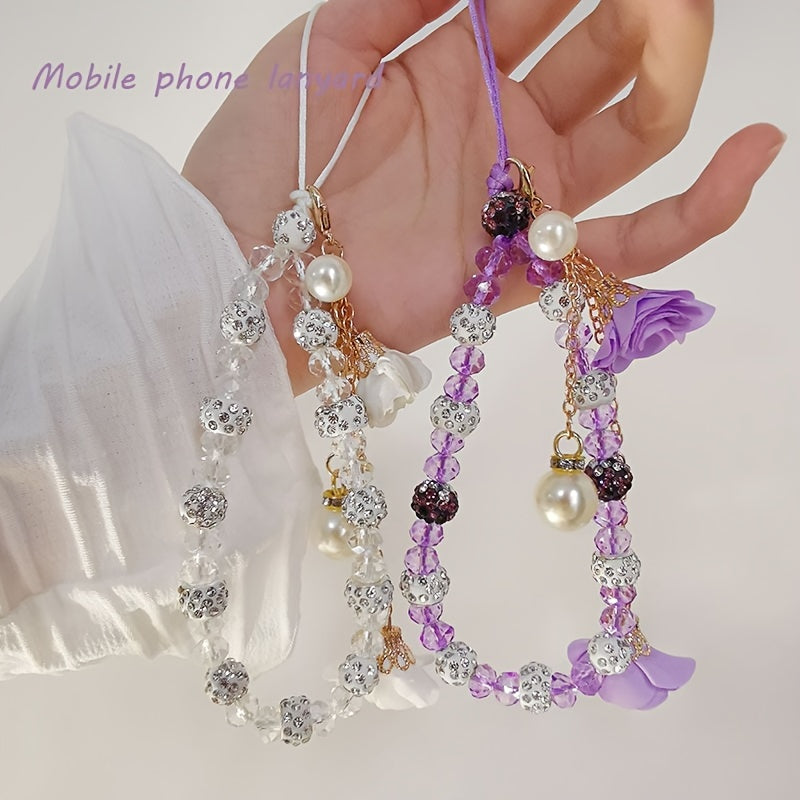 Fashionable Universal Phone Accessory With A Short Crystal Chain, Pure Phone Case, Pendant, And Wrist Strap